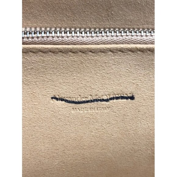 Alexander Mcqueen Skull Four Ring Croc Embossed Blue Leather Clutch - Picture 9 of 12